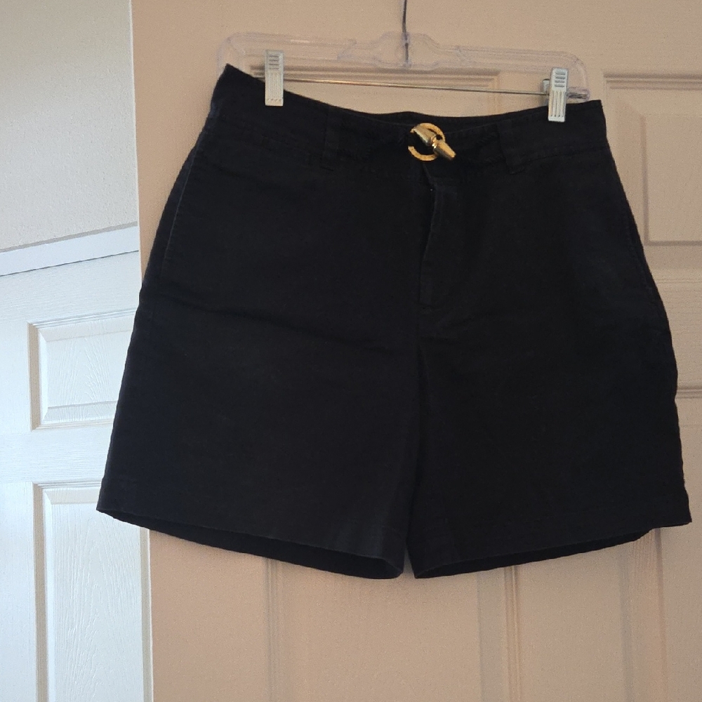 Ralph Lauren Black High-Rise Shorts with Gold Accent